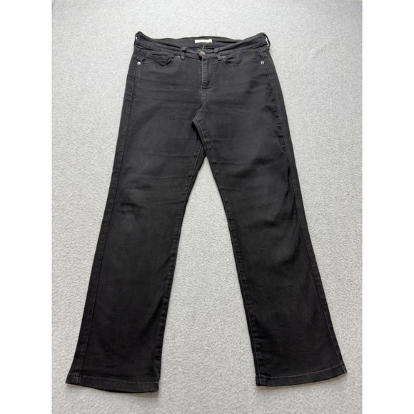 Levis Classic Straight Jeans Womens 8 Short Black Dark Wash Mid Rise Stretch - Picture 2 of 14